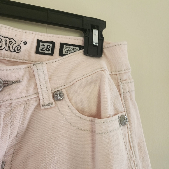 Miss Me Straight Leg Cropped  Jeans in Pale Pink Size 28 - Picture 14 of 14
